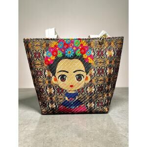 Frida Kahlo Mini‎ Tote Bag Purse With Coin Pouch - Floral Woven Made in Mexico